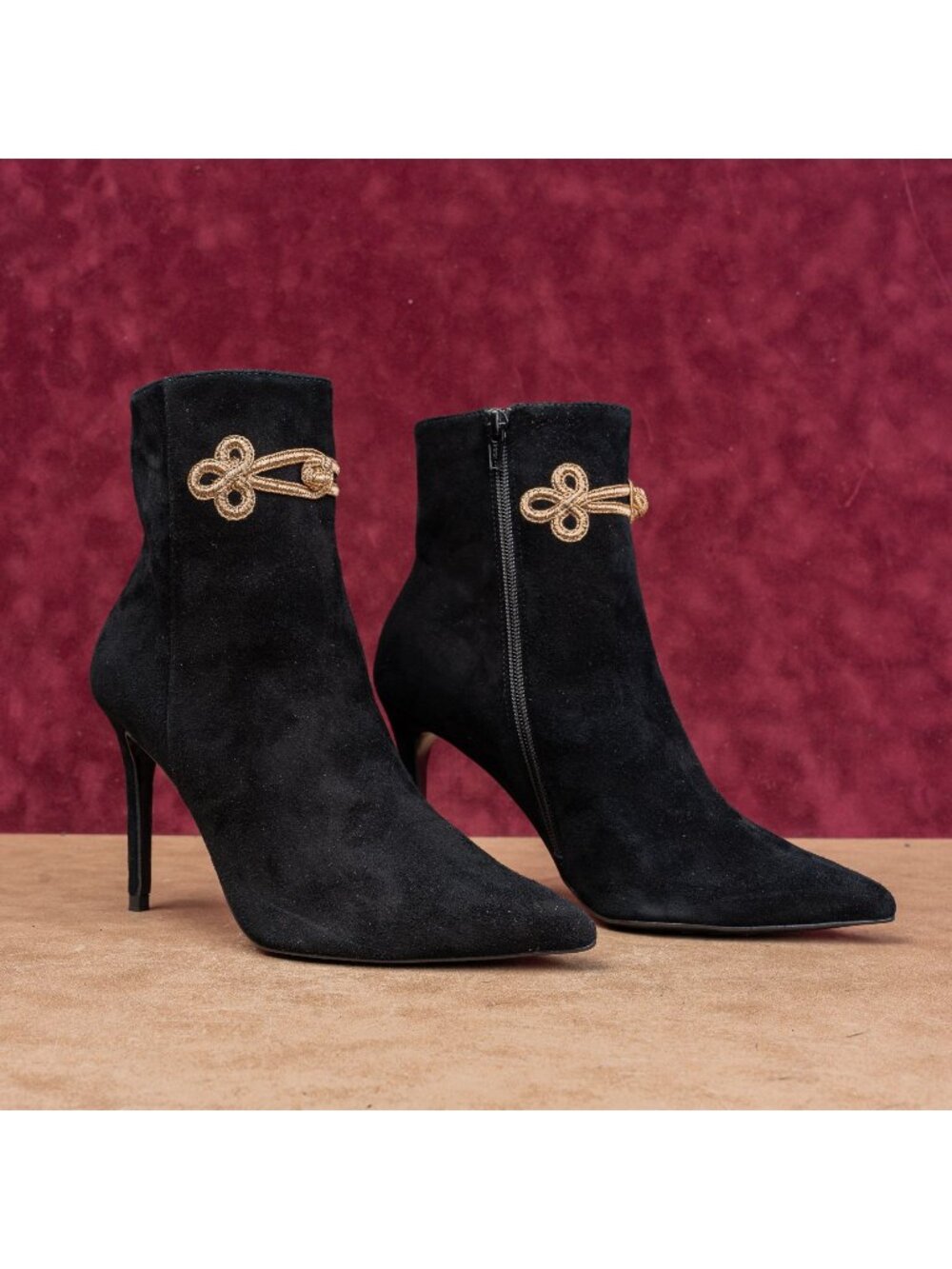LK Bennett London Women Pointy Toe Black Suede Fashion Zip Party Boots 9US EUR40